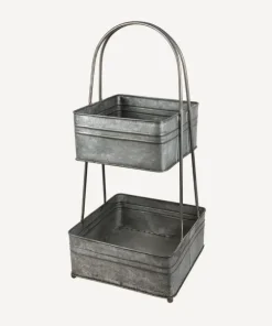 Online 2 Tier Square Metal Basket Kitchen & Dining Accessories