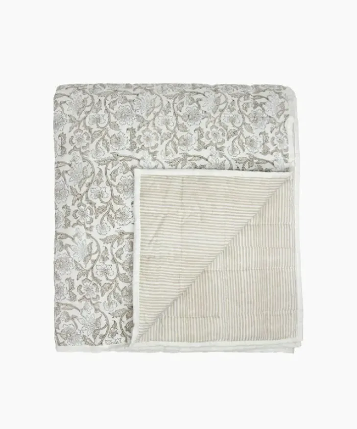 Discount Athena Handblock Natural Coverlet Large Bed Linen