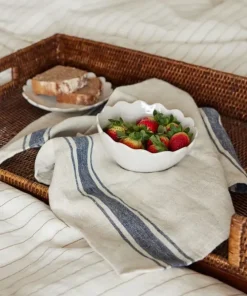 New Classic Stripe Tea Towel Natural & Navy Tea Towels