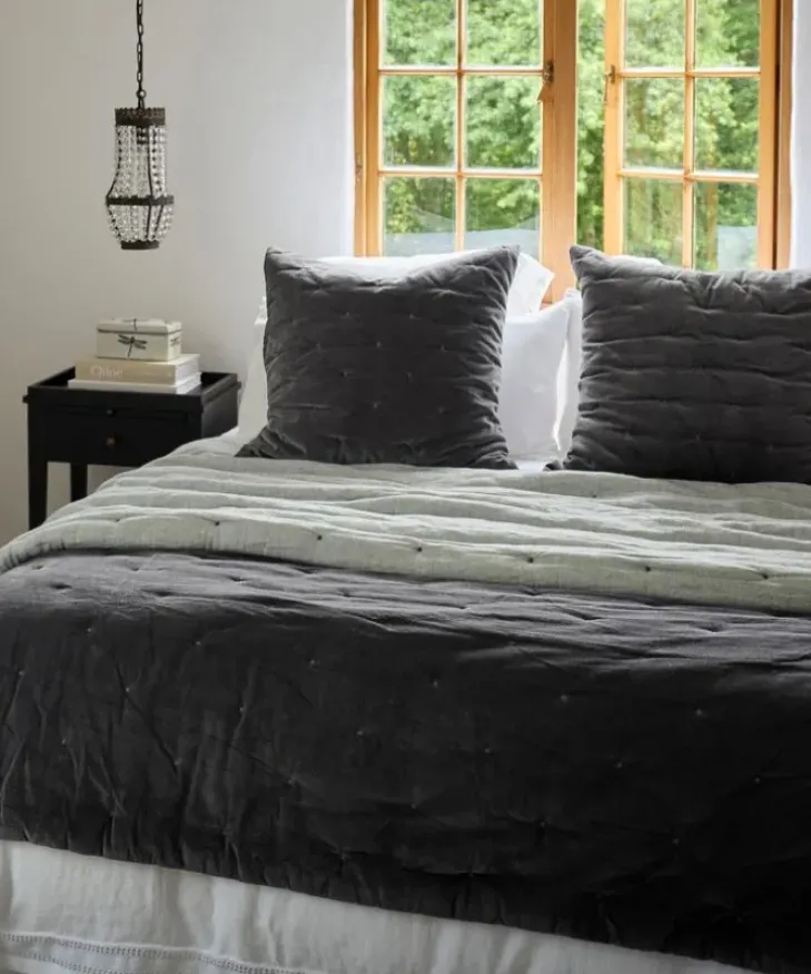 Sale Coal Velvet Bedspread Queen Bed Linen