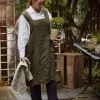 Discount Cross Back Apron Army Green Stonewashed Linen Aprons