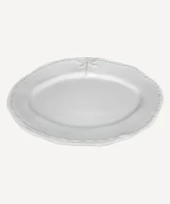 New Dragonfly Stoneware White Oval Platter Small Dinnerware