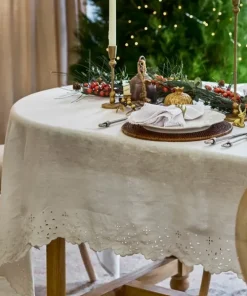 Best Embroidered Tablecloth White Large Christmas Tabletop