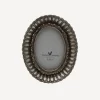 New Fanned Oval Photo Frame Pewter Finish 2.5x3.5" Photoframes