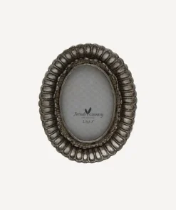 New Fanned Oval Photo Frame Pewter Finish 2.5x3.5" Photoframes