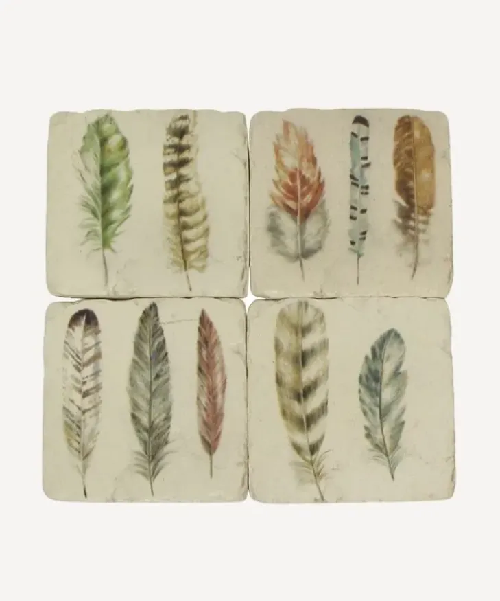 Hot Feather Resin Coasters (4PC) Placemats & Coasters