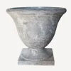 New Footed Urn with Square Base Lava Raw Grey Urns, Vases & Planters