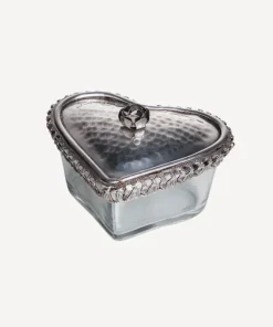 New Glass Heart Box With Rose Dressing Table Accessories