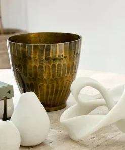 Best Hammered Stripe Brass Pot Small Urns, Vases & Planters