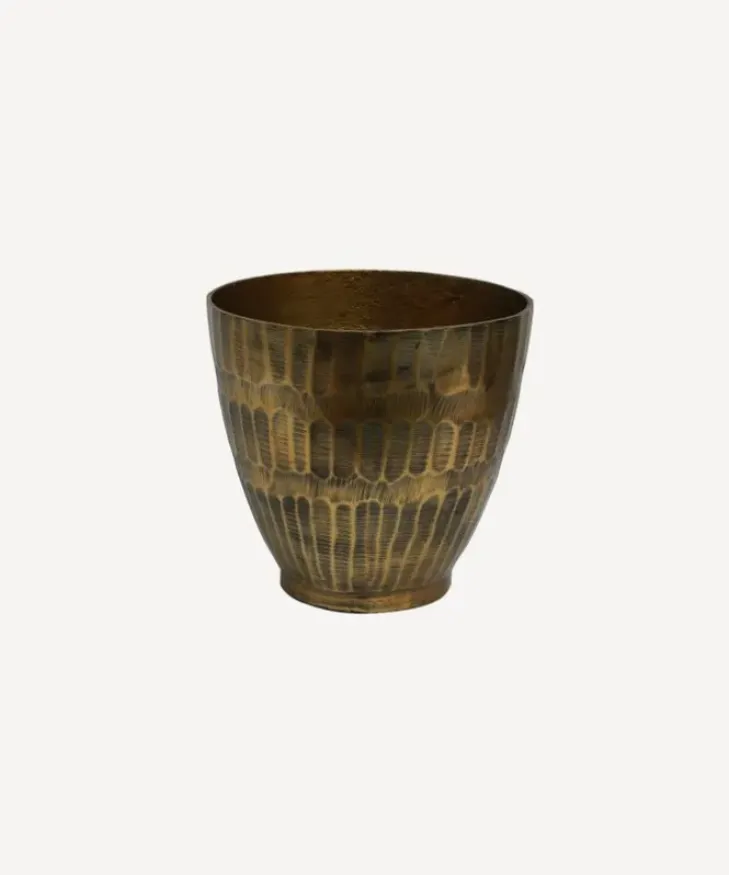 Best Hammered Stripe Brass Pot Small Urns, Vases & Planters