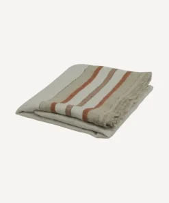 Clearance Herringbone Stripe Linen Throw Natural Throws & Blankets