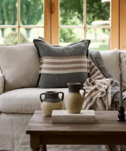 Discount Herringbone Stripe Throw Black Spice Throws & Blankets