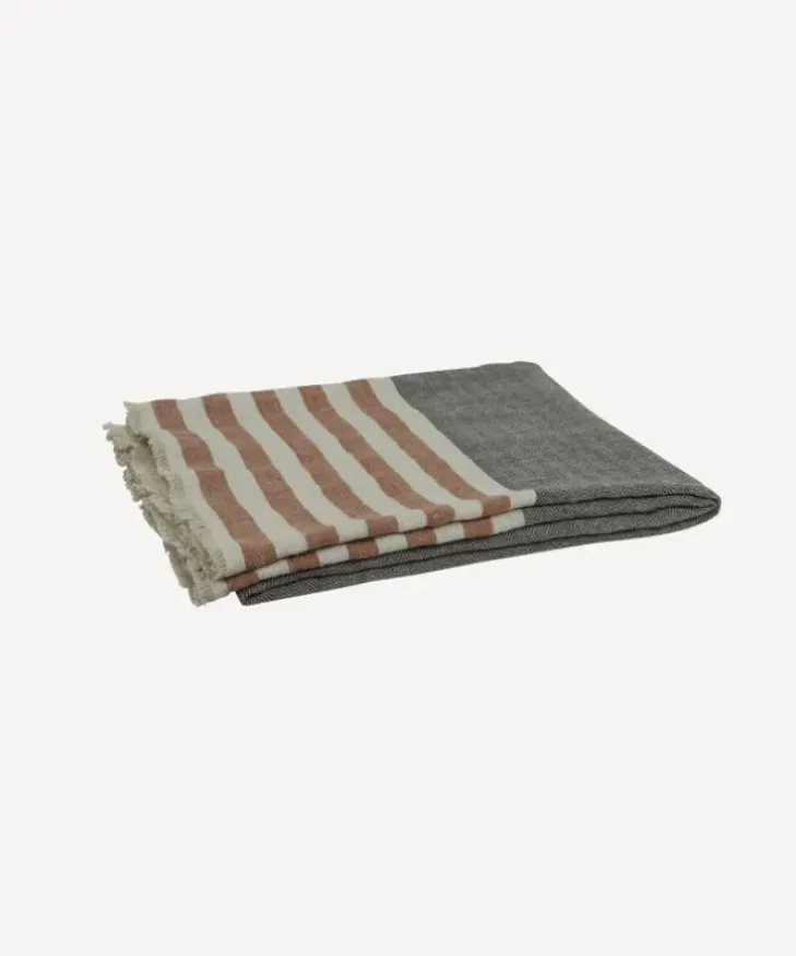 Discount Herringbone Stripe Throw Black Spice Throws & Blankets
