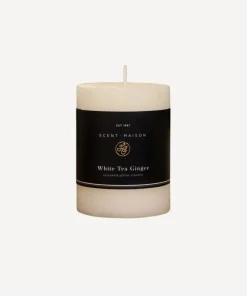 Hot Maison Pillar Candle White Tea Ginger 3x4" Candles