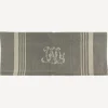 Sale Monogram Tea Towel Grey with Natural Stripe Tea Towels