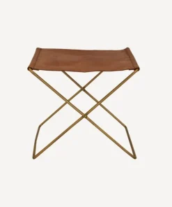 Clearance Palma Leather Stool Brown Chairs - Stools