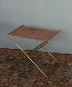 Clearance Palma Leather Stool Brown Chairs - Stools