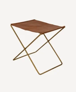 Clearance Palma Leather Stool Brown Chairs - Stools