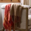 Outlet Paprika Plaid Tassel Throw Throws & Blankets