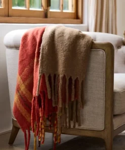Outlet Paprika Plaid Tassel Throw Throws & Blankets