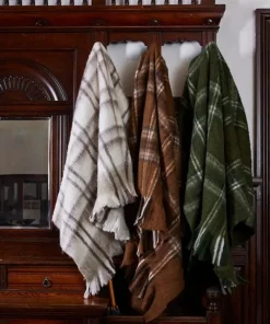 Online Plaid Brown Throw Throws & Blankets