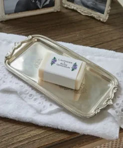 Best Rectangle Silver Tray with Beading Dressing Table Accessories
