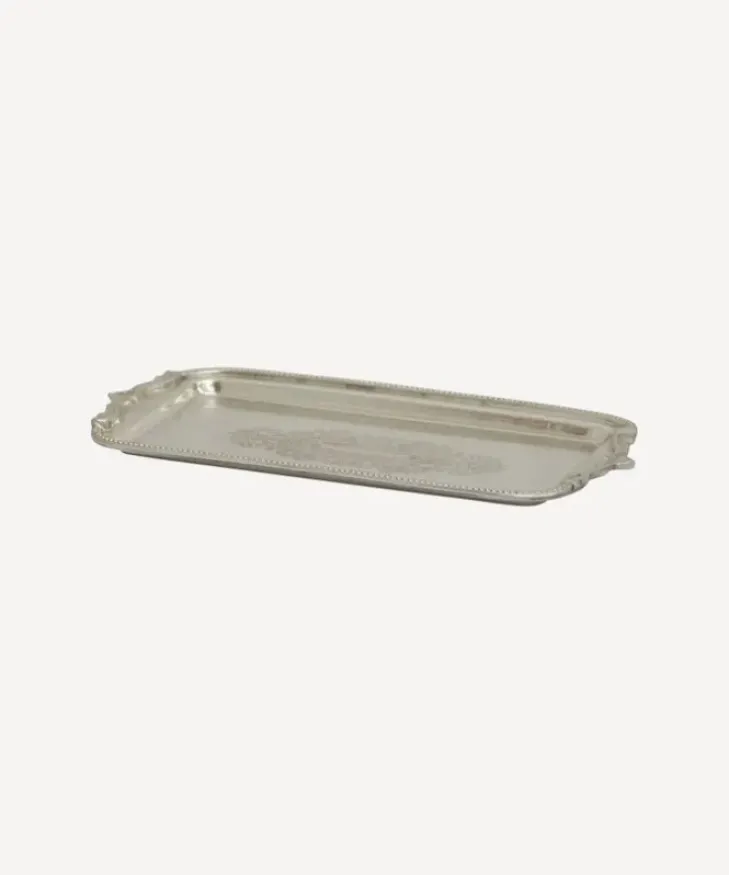 Best Rectangle Silver Tray with Beading Dressing Table Accessories