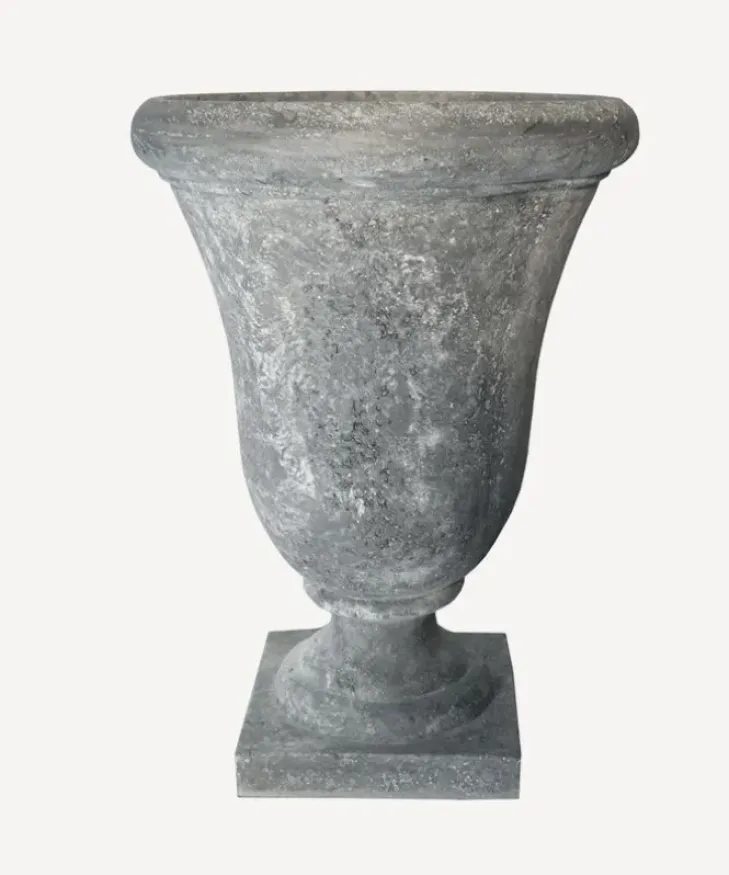 Hot Small Bell Shape Urn with Base Lava Raw Grey Urns, Vases & Planters