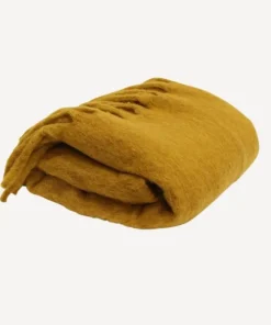 Fashion Solid Fringed Mustard Throw Throws & Blankets
