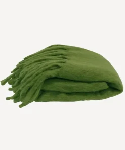 New Solid Fringed Sage Green Throw Throws & Blankets