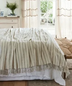 Outlet Striped Linen Cotton Bed Cover Bed Linen