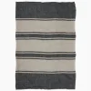 Clearance Twill Tea Towel Charcoal with Natural Stripes Tea Towels
