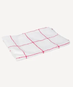 Clearance Woven Check Tea Towel Off-White & Red Tea Towels