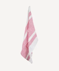 Online Woven Multi Stripe Tea Towel Red & White Tea Towels