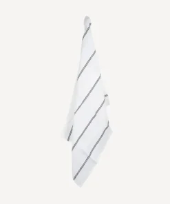 Hot Woven Stripe Tea Towel Off-White & Black Tea Towels