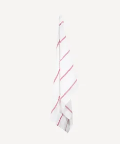 New Woven Stripe Tea Towel Off-White & Red Tea Towels