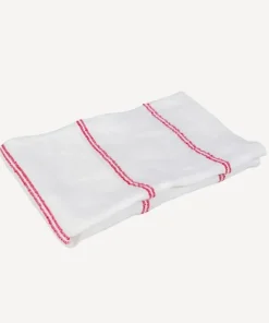 New Woven Stripe Tea Towel Off-White & Red Tea Towels